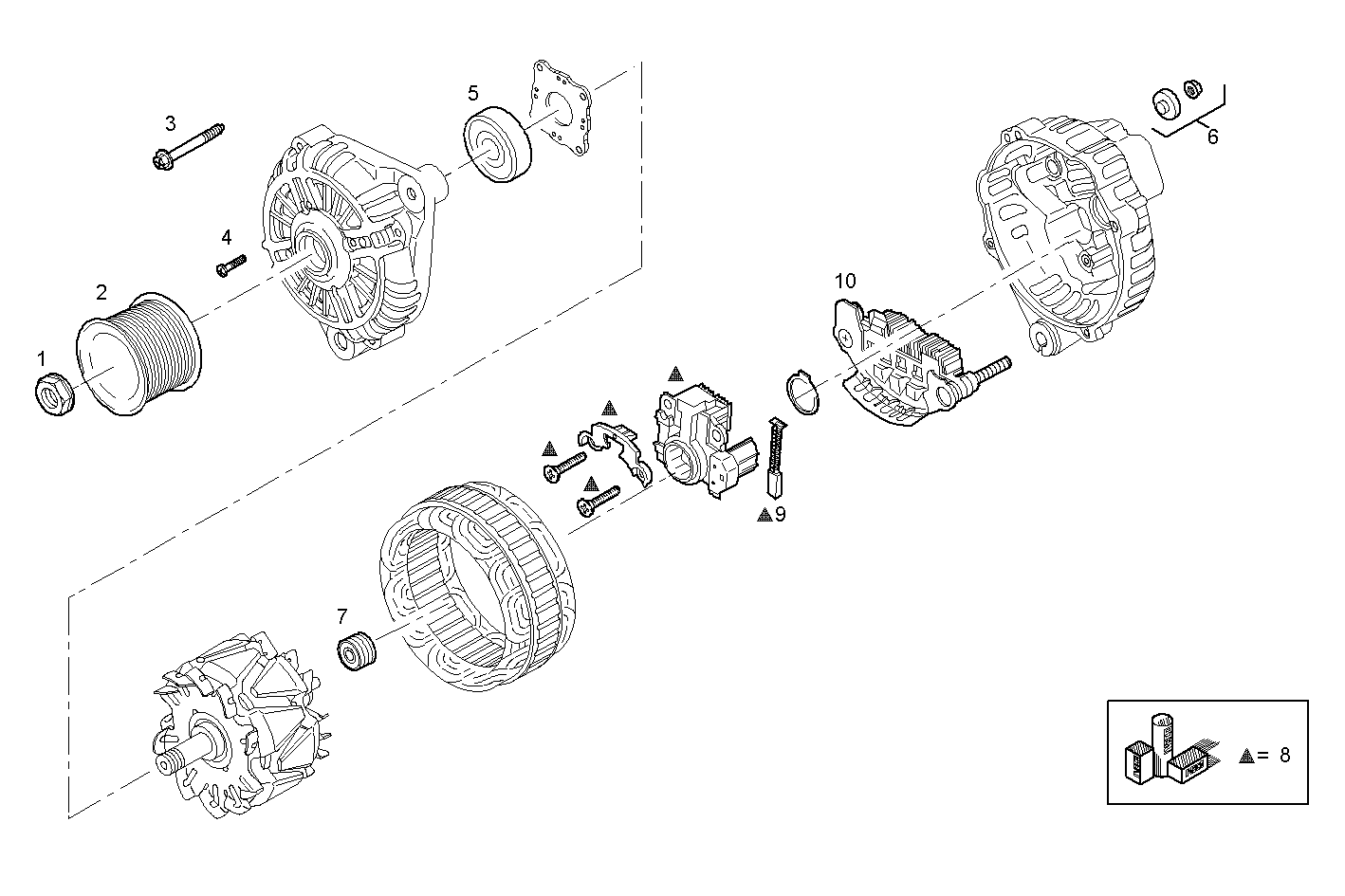 GENERATOR (COMPONENTS) - VECTOR8TE2.A002 VECTOR 8 parts diagram