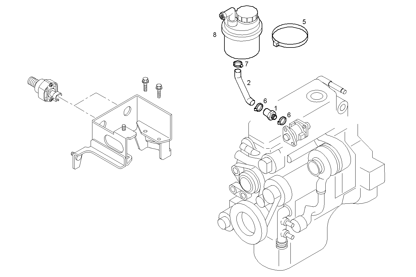 STEERING OIL TANK - F2BE0681A*BC13 CURSOR 8 - EURO 3 parts diagram