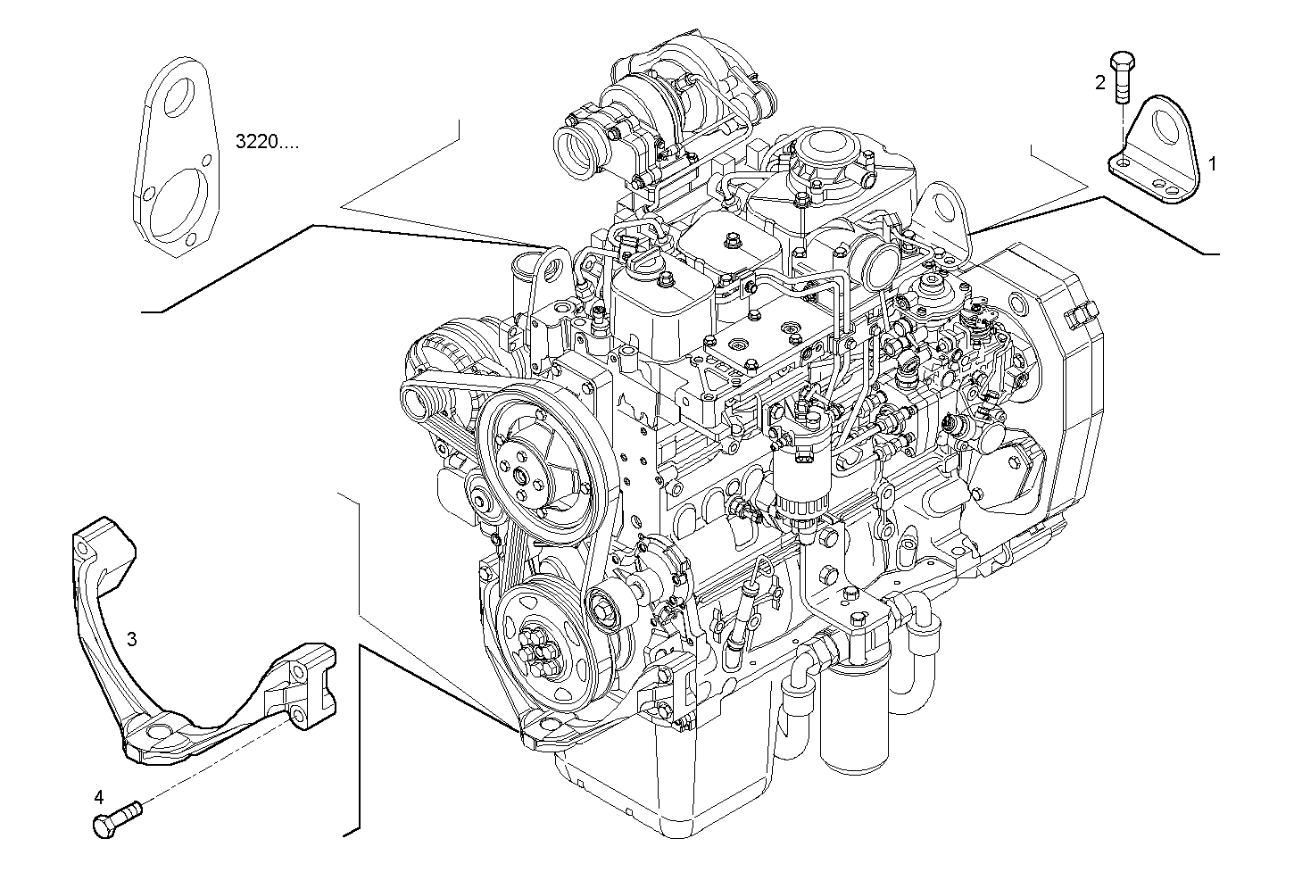 ENGINE SUSPENSION - N45MNTE20.00 NEF 4 mechanic. - TIER 2 parts diagram
