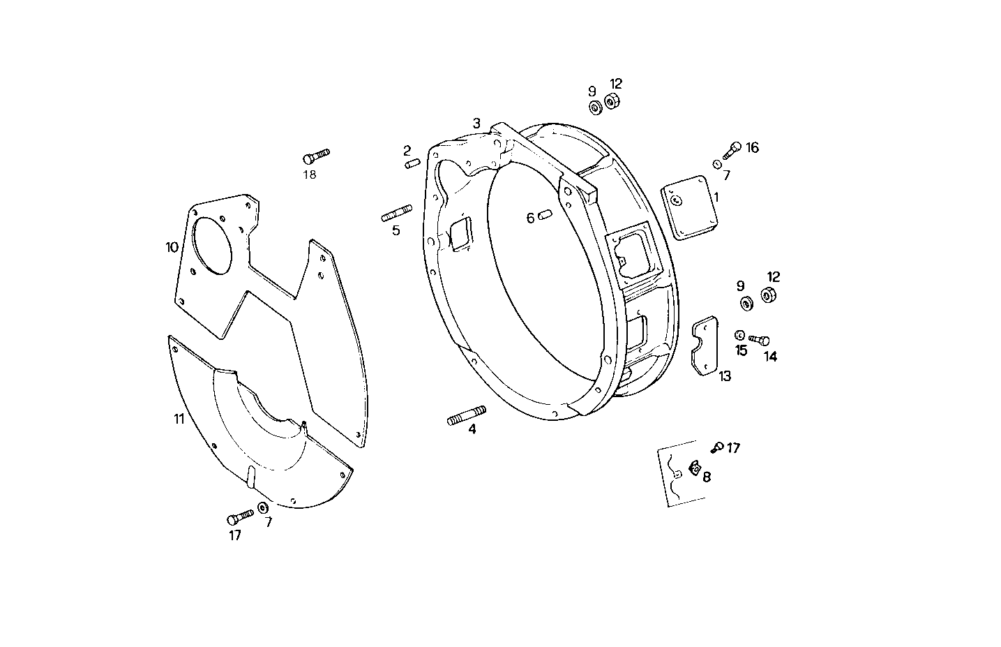 FLYWHEEL HOUSING SAE 3 - 8061Si06.05A552 8061Si06 parts diagram