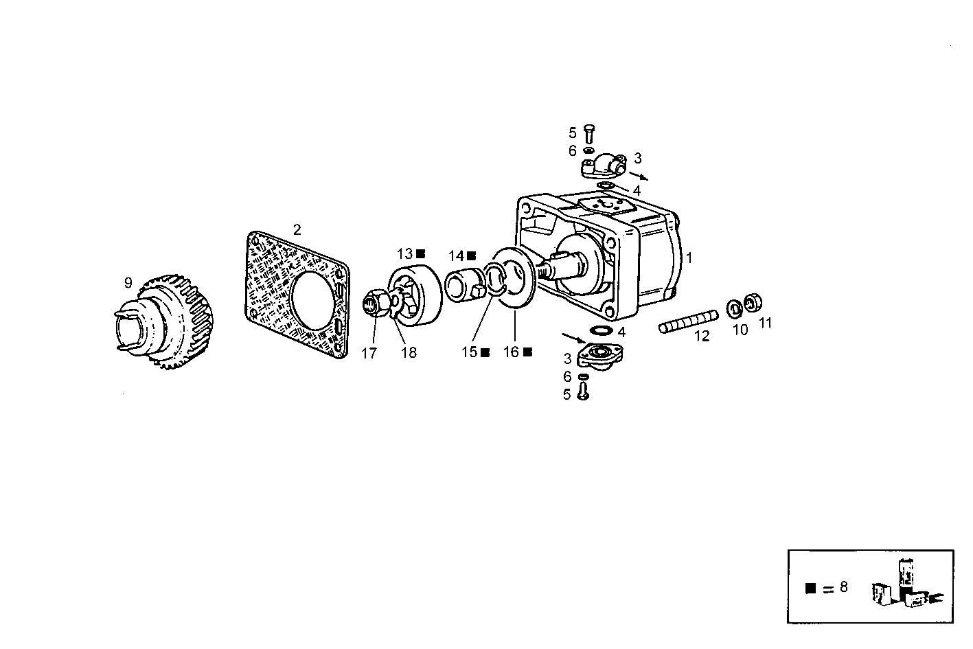 REAR HYDRAULIC PUMP - 8060SRM25.11 8060SRM25 parts diagram