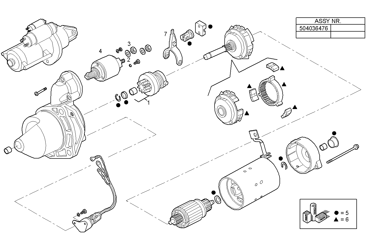 STARTER MOTOR - N40ENTD20.00 NEF 4 electron. - TIER 2 parts diagram