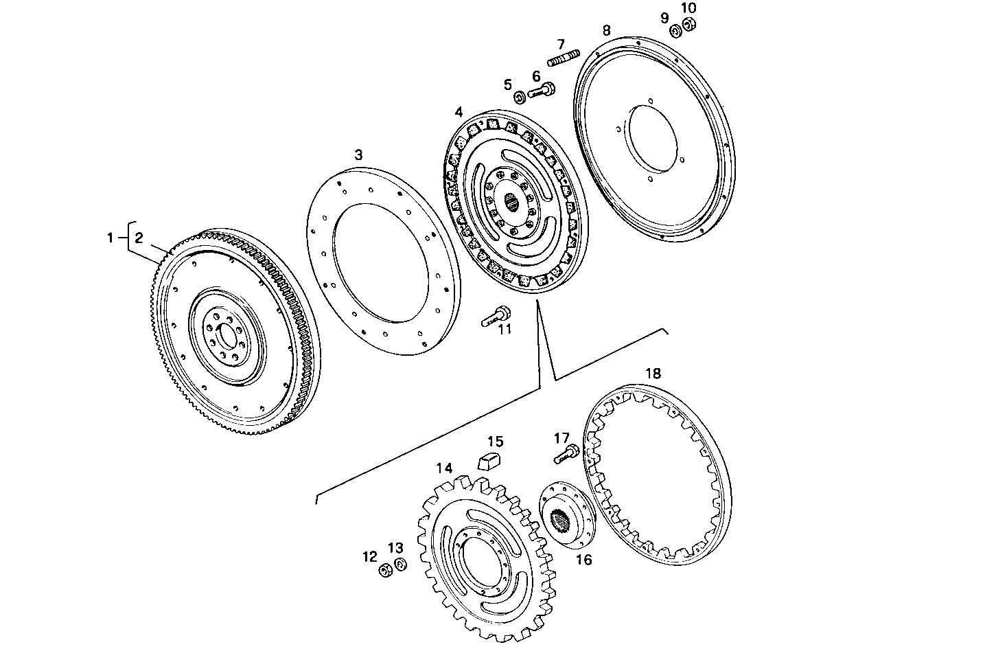 FLYWHEEL ARRANGED FOR TRANSMISSION - 8460SRC21.20 8460SRC21 parts diagram