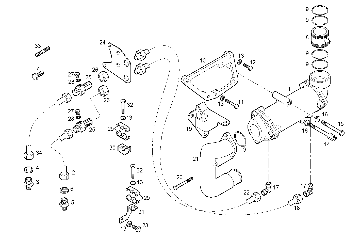 ARRANGED FOR GEAR ZF - C78ENTM50.10 CURSOR 8 parts diagram