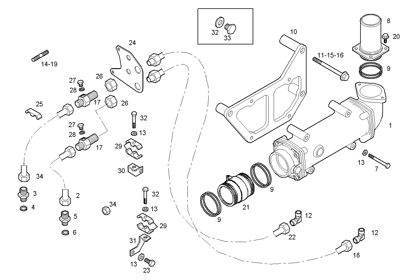 ARRANGED FOR TECHNODRIVE MARINE GEAR - C13ENTM77.10 CURSOR 13 parts diagram