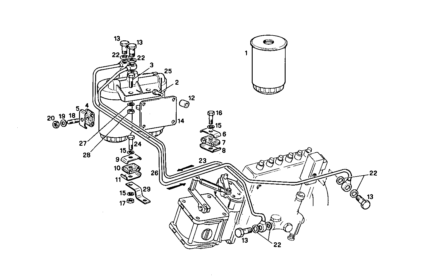 DOUBLE FUEL FILTER - 8210M22.30 8210M22 parts diagram
