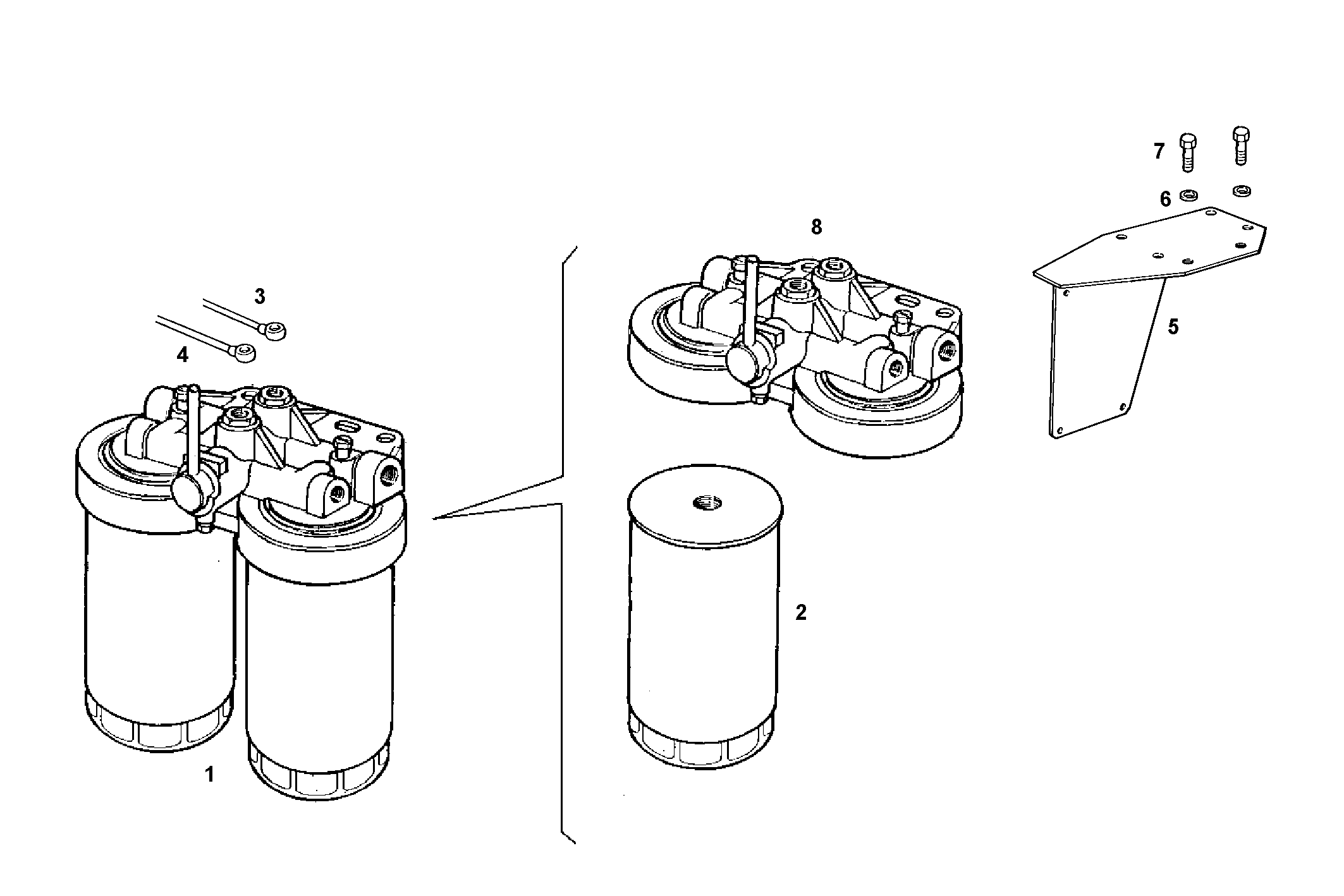 DOUBLE FUEL FILTER - 8460SRM50.10A002 8460SRM50 parts diagram