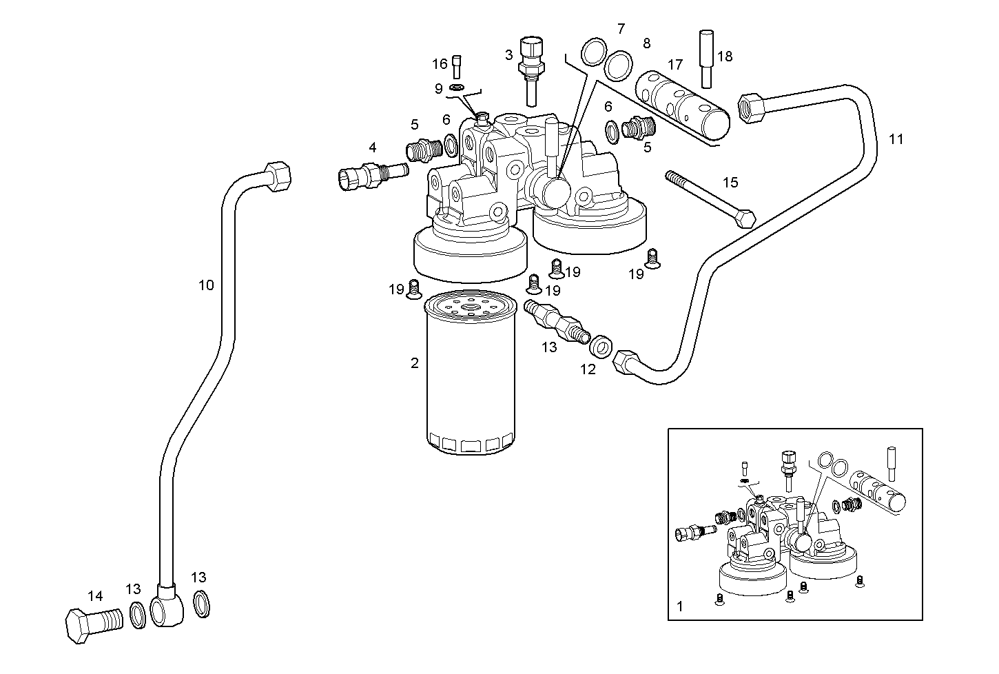 DOUBLE FUEL FILTER - C78ENTM30.10A002 CURSOR 8 parts diagram