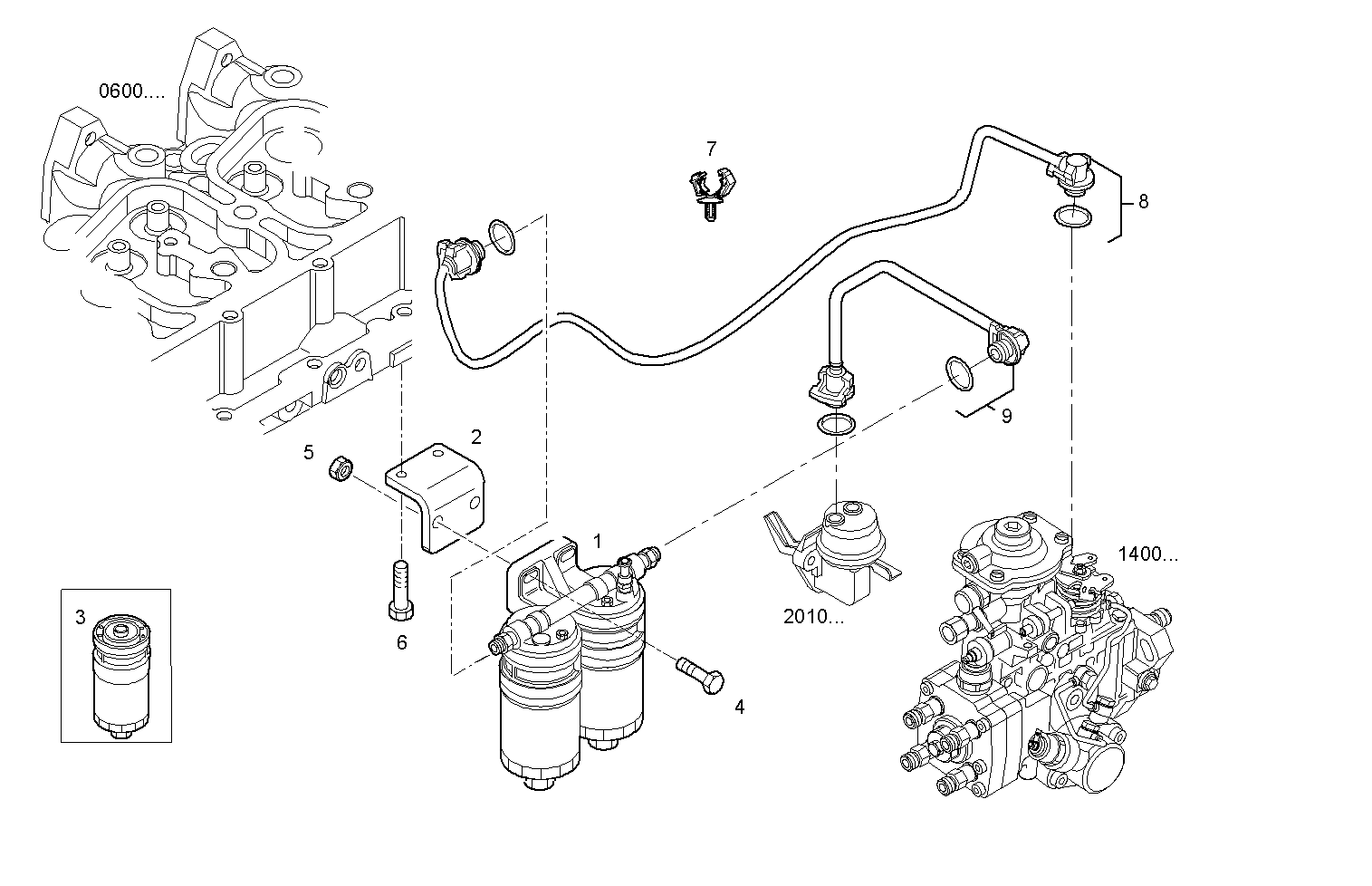 SIMPLE  FUEL FILTER - N67MSAE00.00 NEF 6 mechanic. - TIER 2 parts diagram