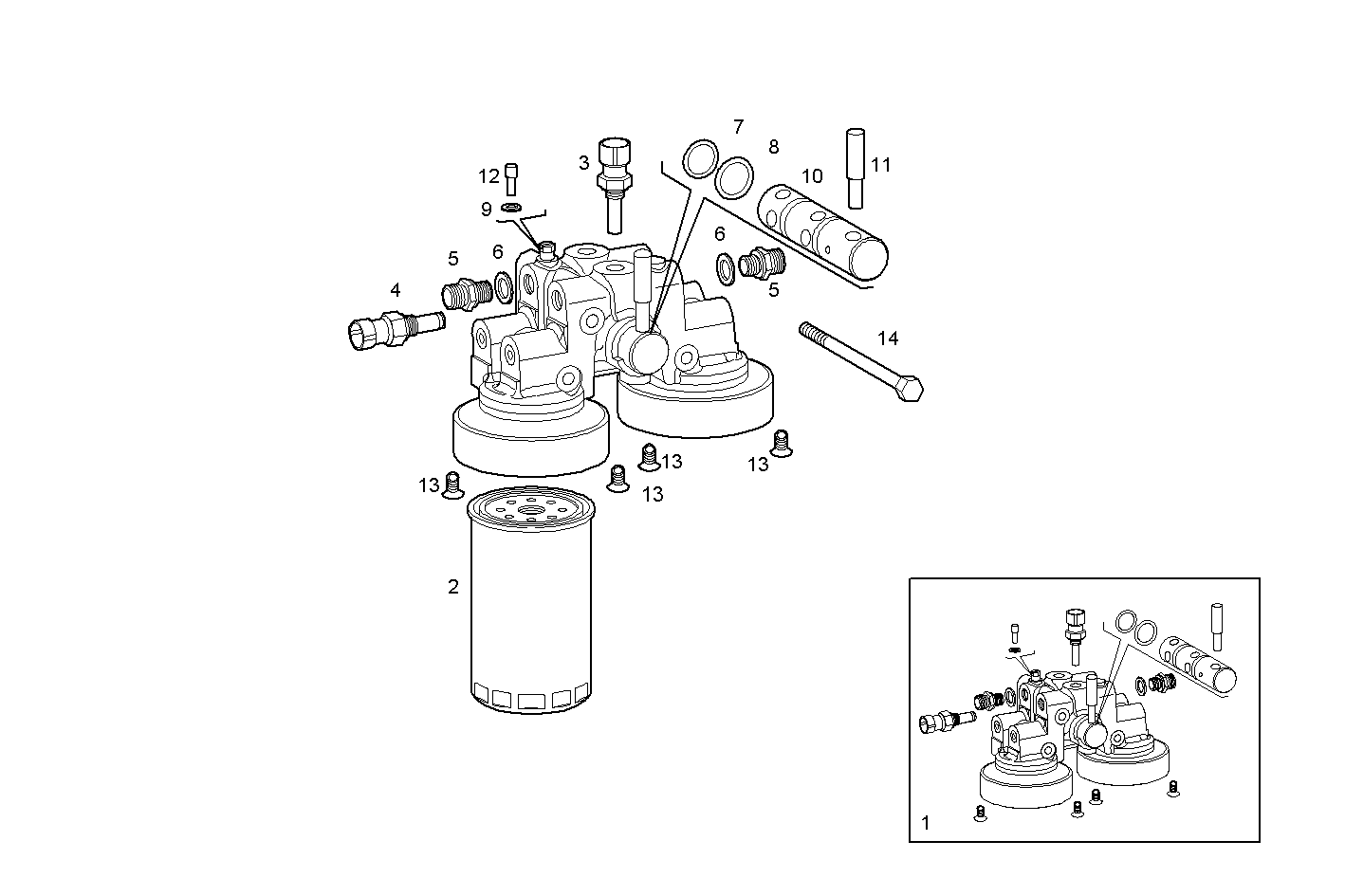 DOUBLE FUEL FILTER - C13ENTM50.10 CURSOR 13 parts diagram