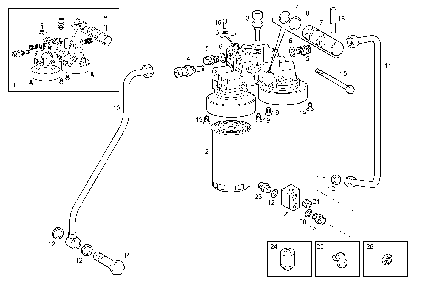 DOUBLE FUEL FILTER - C13ENTM77.10 CURSOR 13 parts diagram
