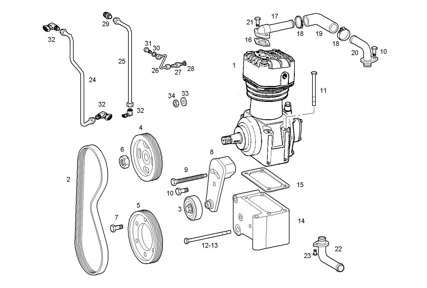 AIR COMPRESSOR - N67MSTD23.00 NEF 6 mechanic. - TIER 2 parts diagram