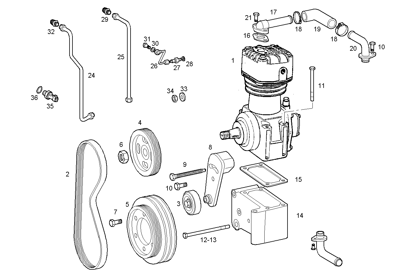 AIR COMPRESSOR - N45MNTE20.00 NEF 4 mechanic. - TIER 2 parts diagram
