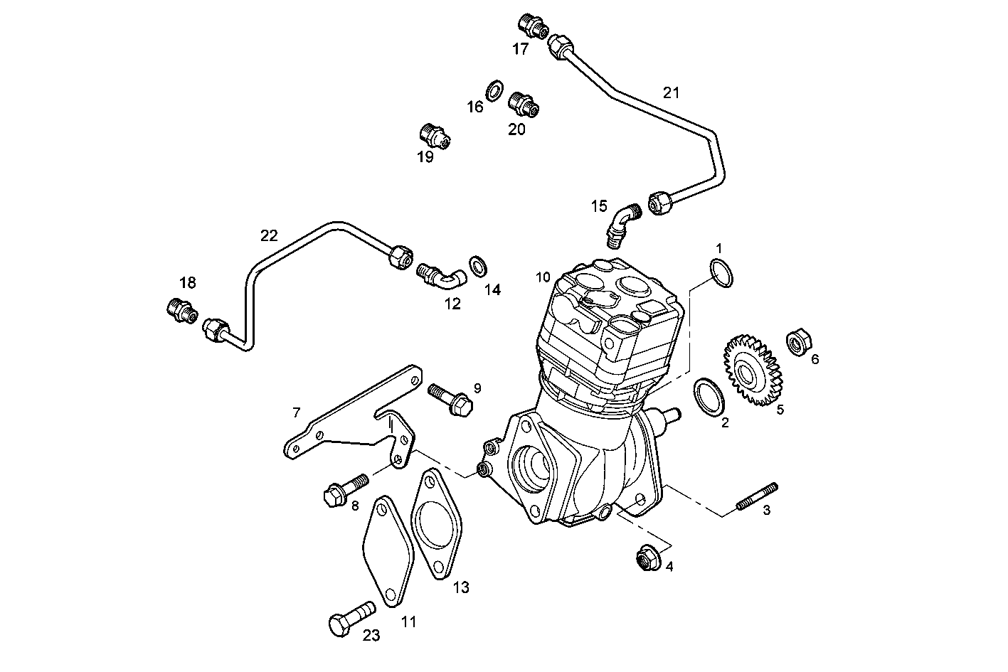 AIR COMPRESSOR - N60ENTD20.00 NEF 6 electron. - TIER 2 parts diagram