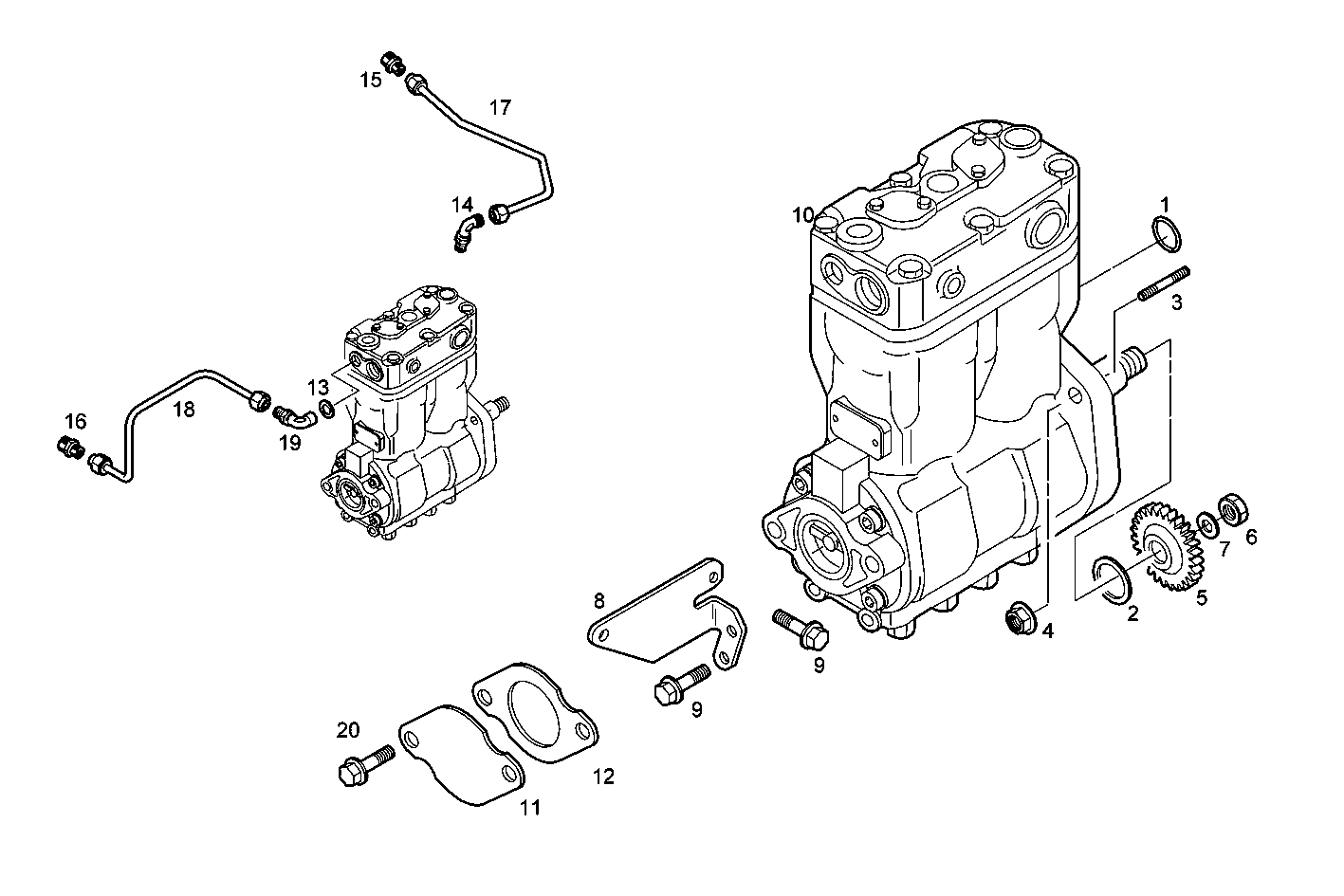 AIR COMPRESSOR - N40ENTE20.00 NEF 4 electron. - TIER 2 parts diagram