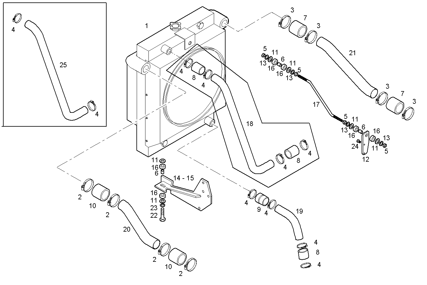 RADIATOR 2 CIRCUITS AIR/WATER - N45MNTX20.00 NEF 4 mechanic. - TIER 3 parts diagram