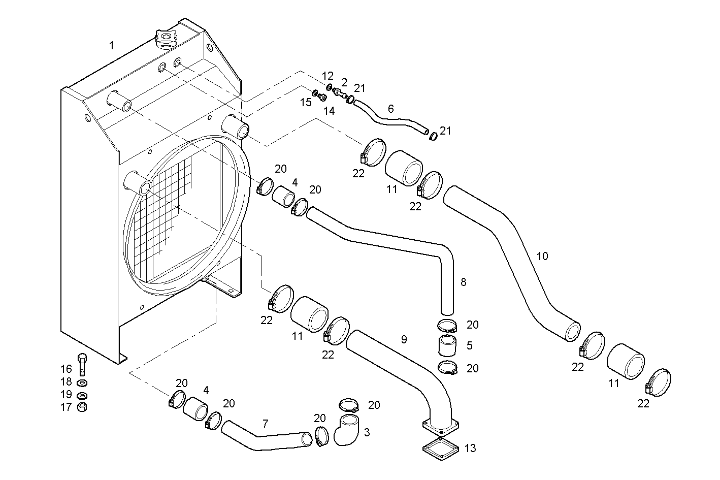 RADIATOR 2 CIRCUITS AIR/WATER - GENEF200E.A002 NEF 6 electron. parts diagram