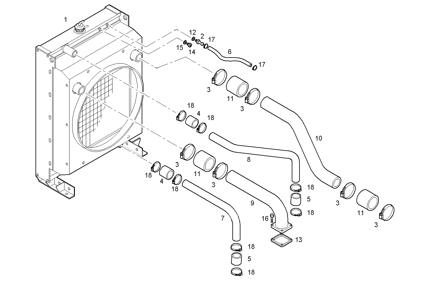 RADIATOR 2 CIRCUITS AIR/WATER - N67ENTX20.00 NEF 6 electron. - TIER 3 parts diagram