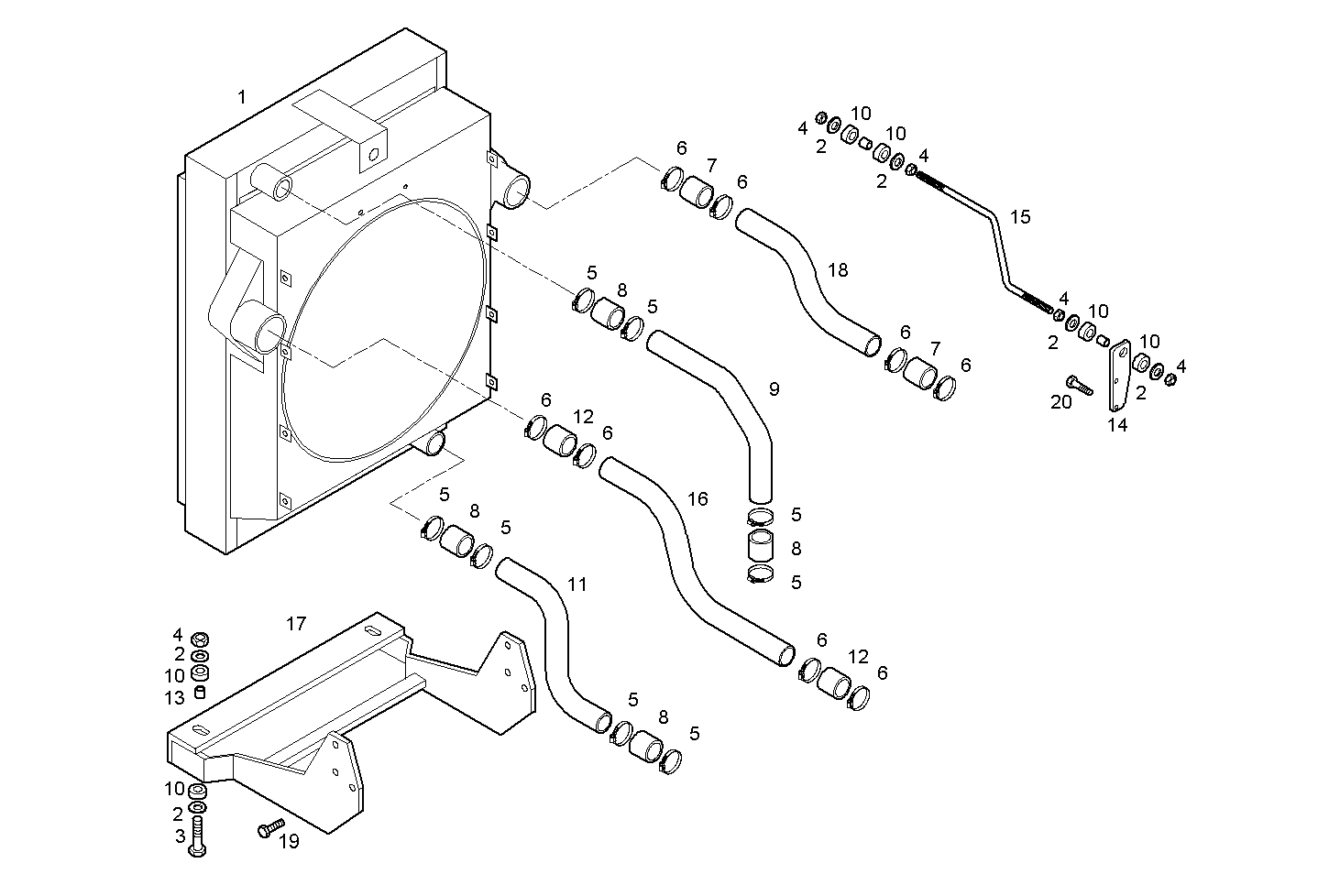 RADIATOR 2 CIRCUITS AIR/WATER - N45MSTX20.50 NEF 4 mechanic. - TIER 3 parts diagram