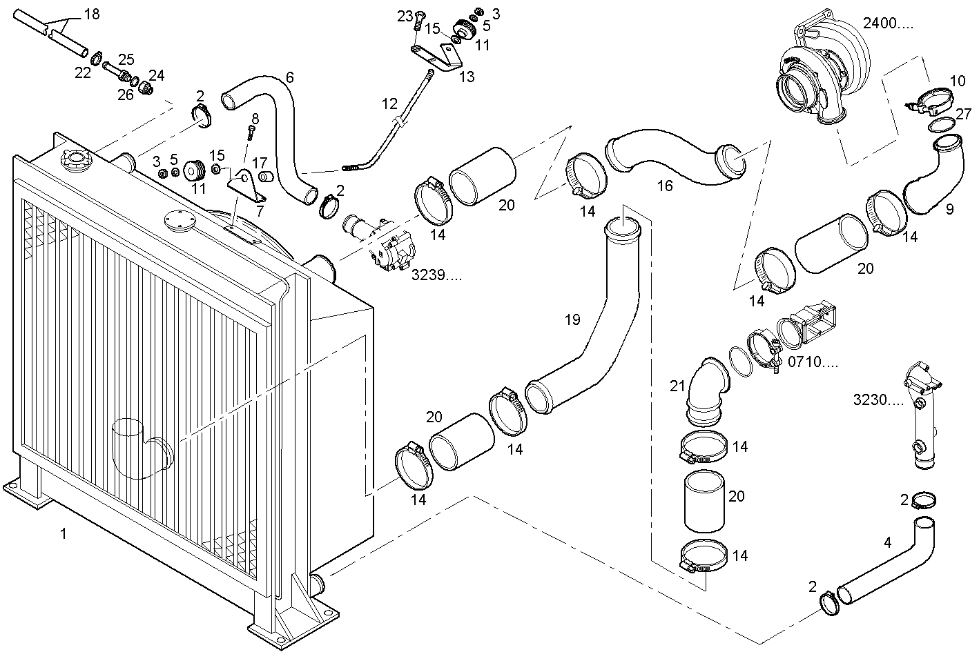 RADIATOR 2 CIRCUITS AIR/WATER - C13ENTD20.00A800 CURSOR 13 - TIER 2 parts diagram