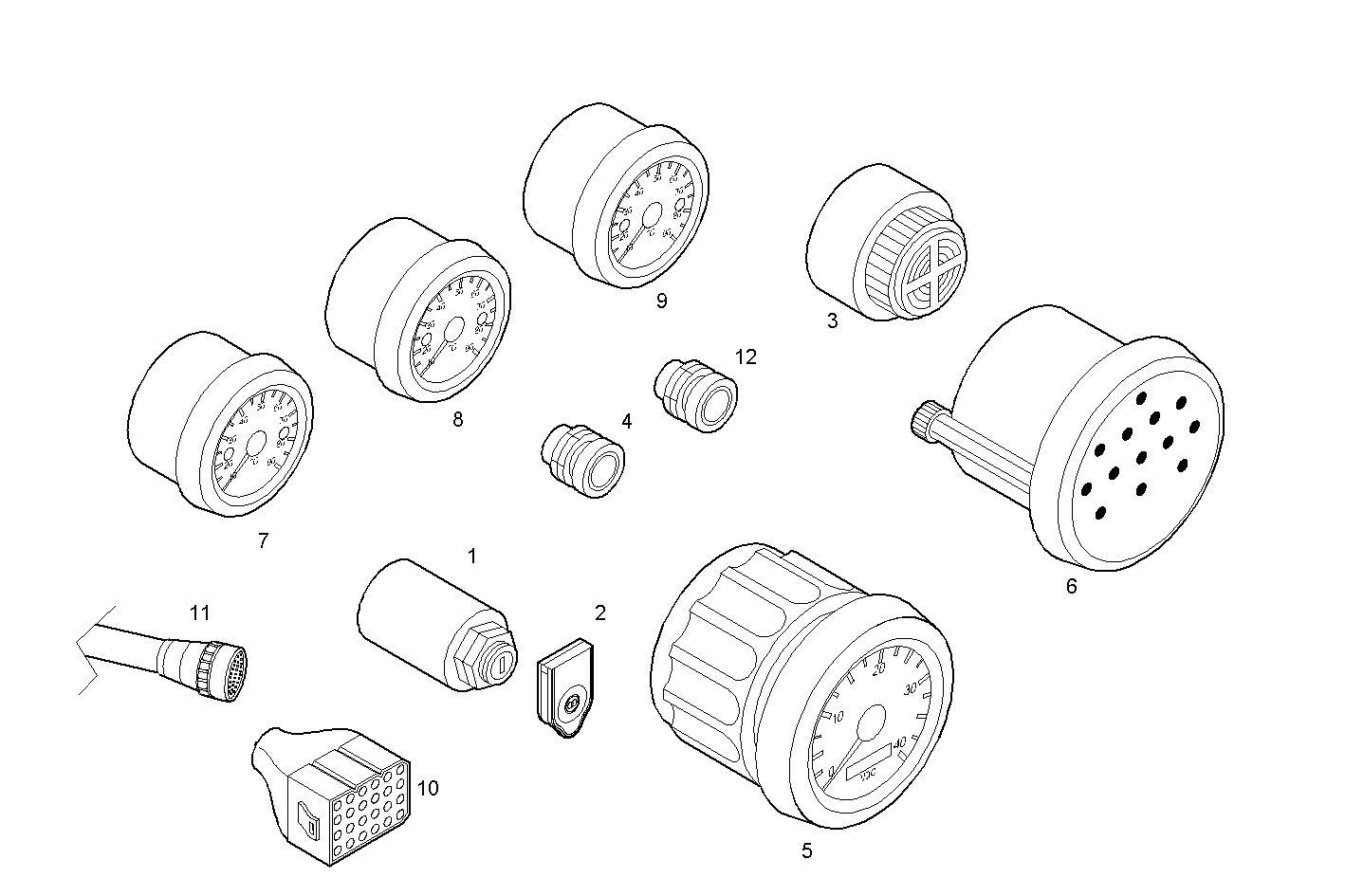 SIMPLE INSTRUMENTS KIT - 12V - - N67MNTM28.30 NEF 6 mechanic. parts diagram