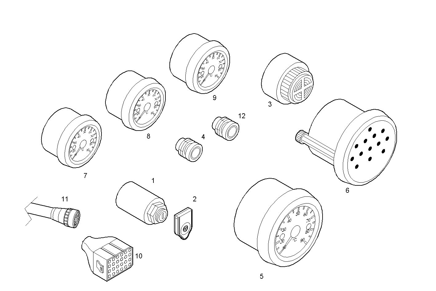 SIMPLE INSTRUMENTS KIT - 12V - - S30ENTM23.10 SOFIM HPI 3.0L parts diagram