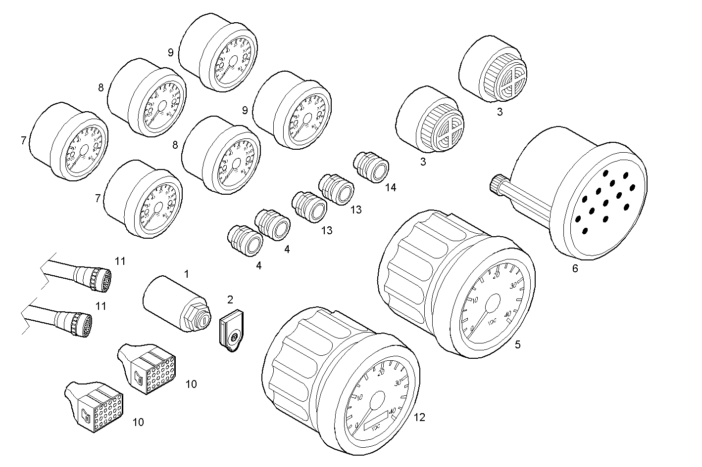 DOUBLE INSTRUMENTS KIT - 12V - - N67MNTM28.10 NEF 6 mechanic. parts diagram