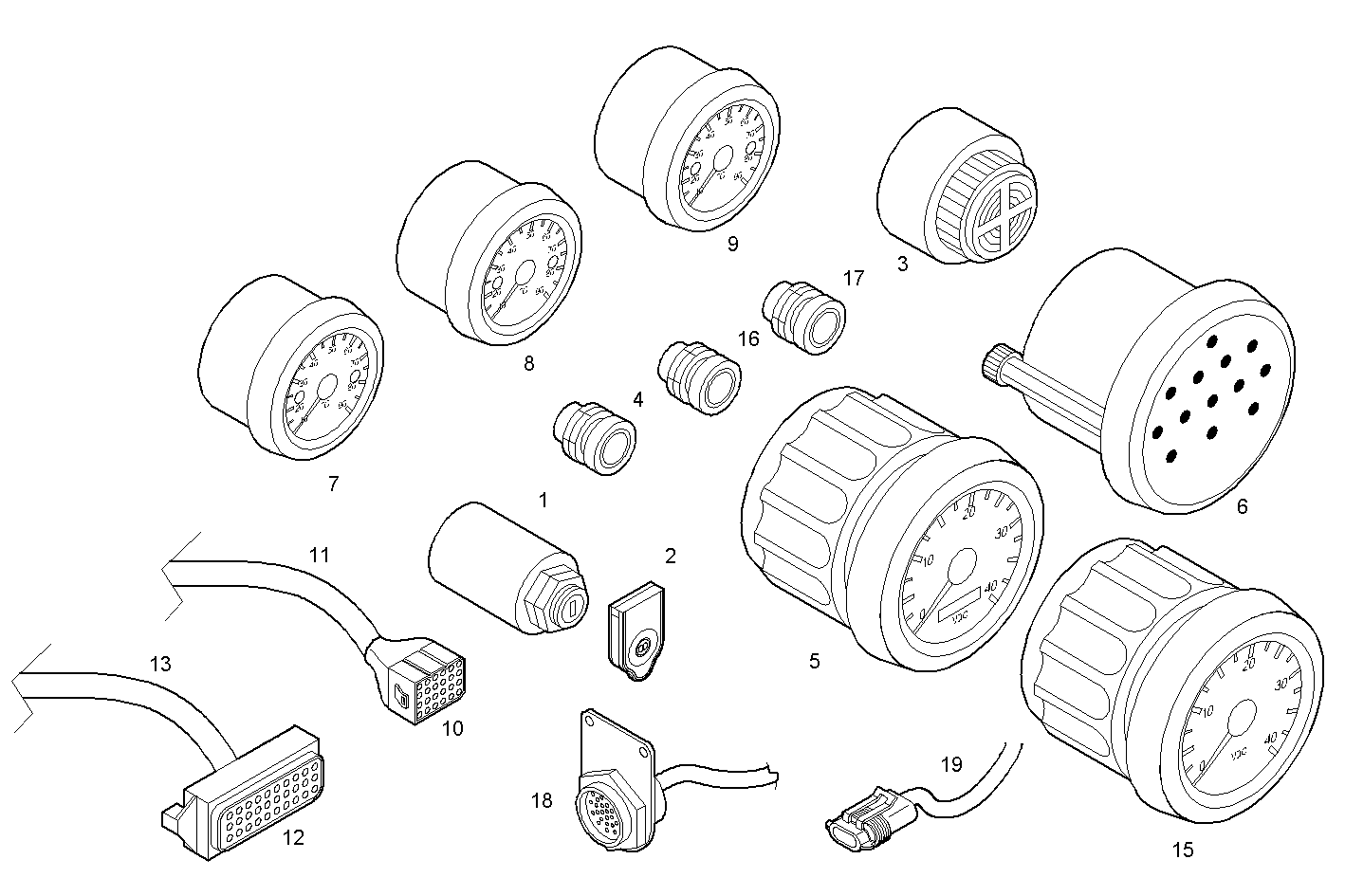 DOUBLE INSTRUMENTS KIT - 24V - VDO - C13ENTM77.10 CURSOR 13 parts diagram