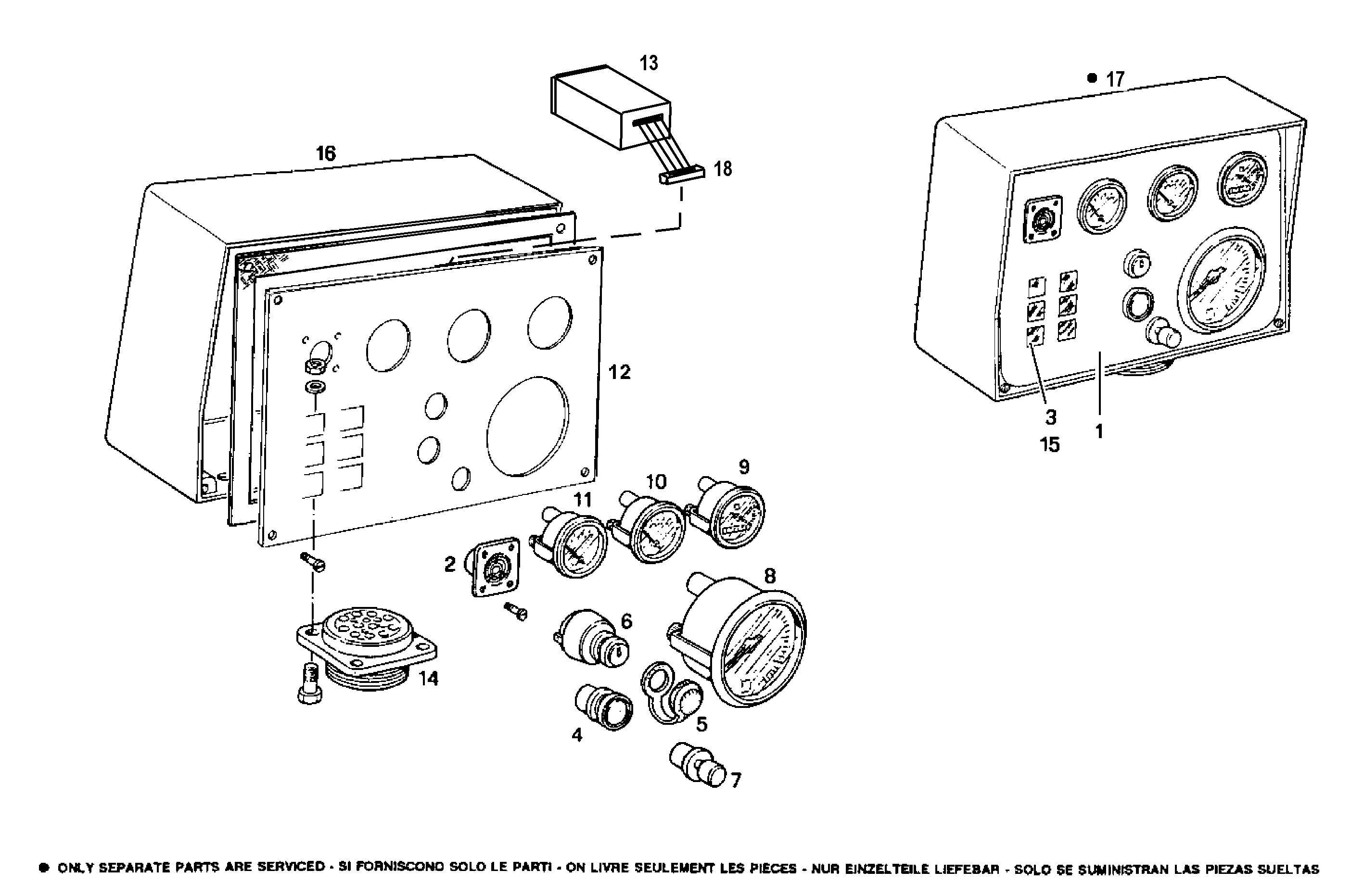 DASH PANEL - 24V - VDO - 8035M06.21 8035M06 parts diagram