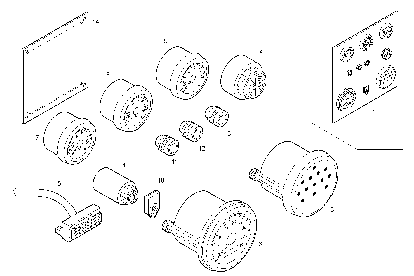ELECTRIC INSTRUMENTS PANEL - N40ENTM25.10 NEF 4 electron. parts diagram