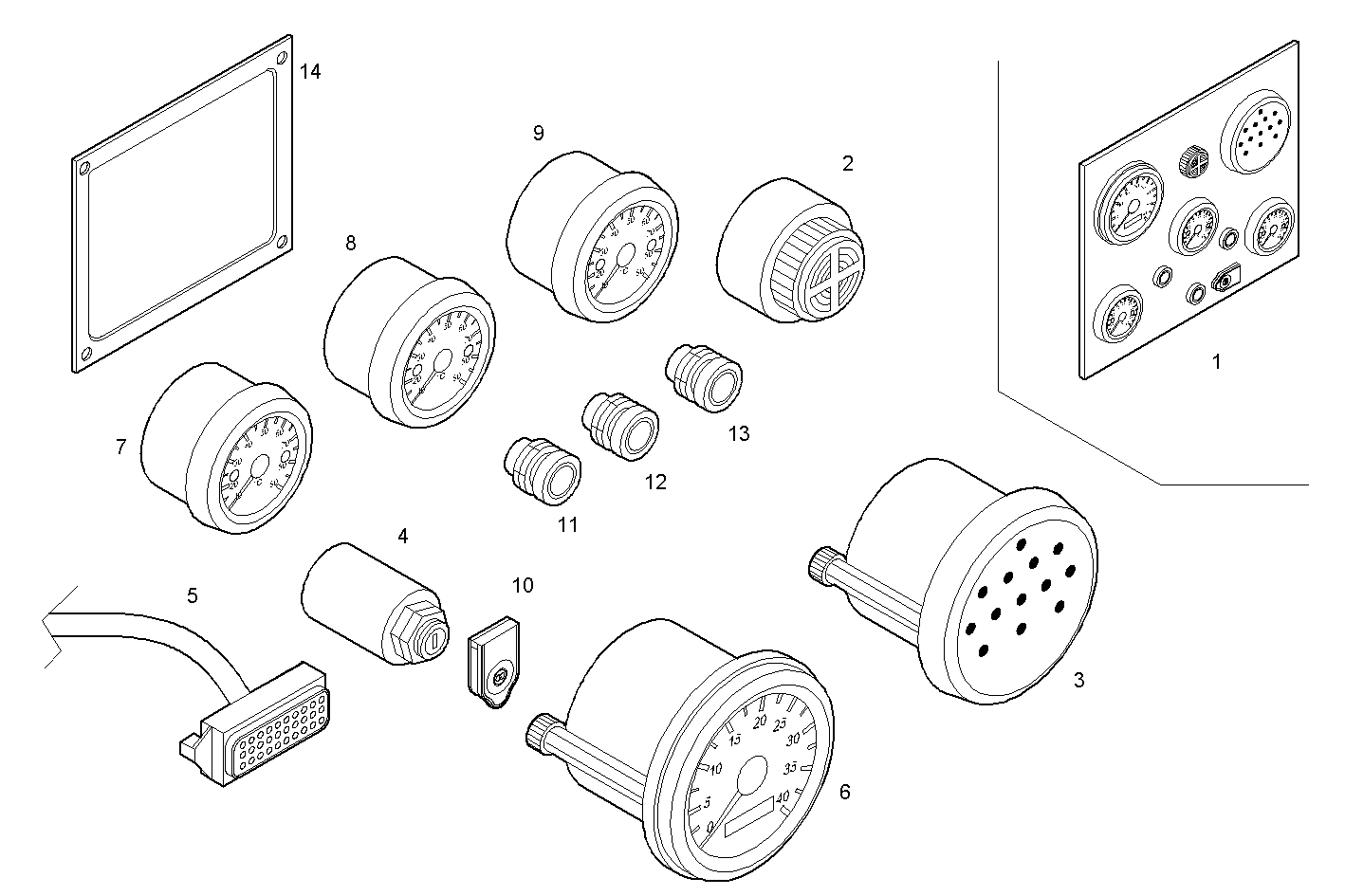 ELECTRIC INSTRUMENTS PANEL - V08ENTM11.10P210 VECTOR 8 parts diagram
