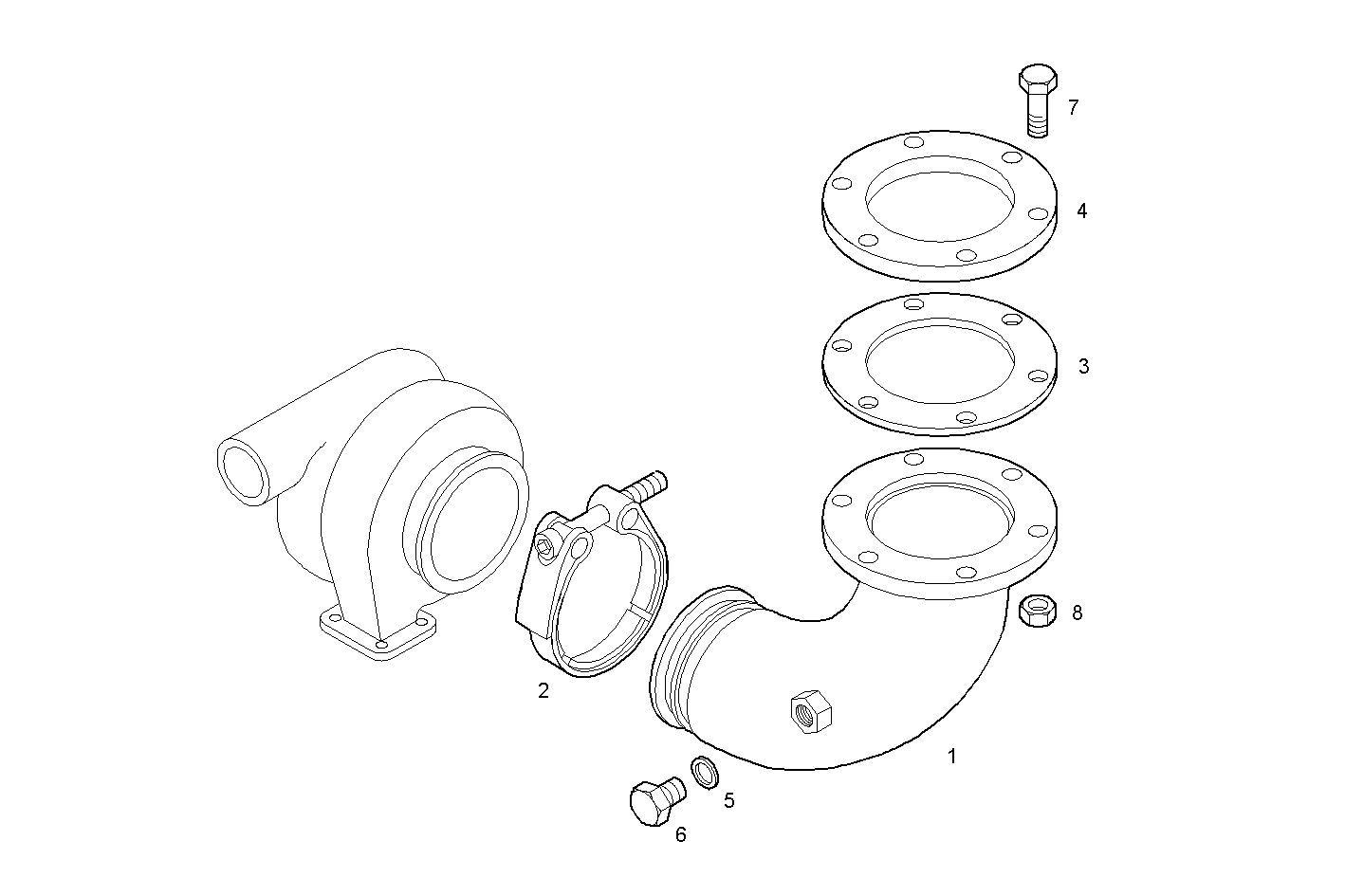 UPWARD FRONT EXHAUST ELBOW - GENEF200E.A002 NEF 6 electron. parts diagram