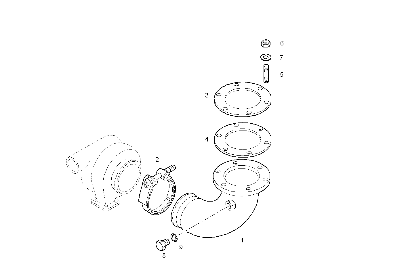 UPWARD FRONT EXHAUST ELBOW - GECURSOR250ES.R990 CURSOR 8 parts diagram