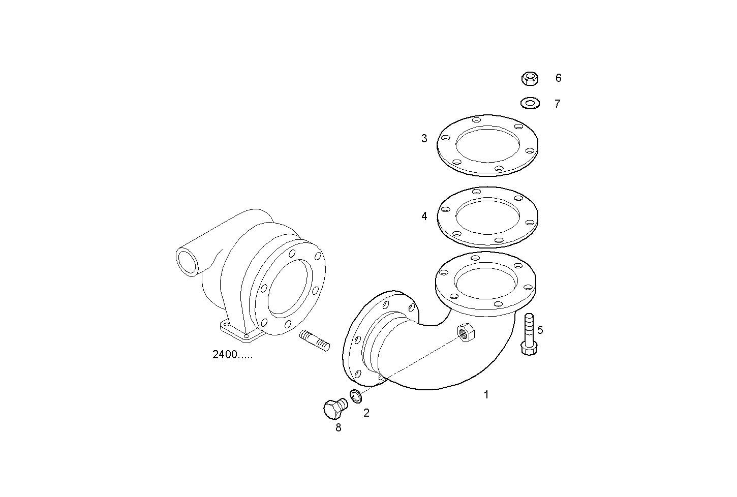 UPWARD FRONT EXHAUST ELBOW - CURSOR13TE3.A002 CURSOR 13 parts diagram