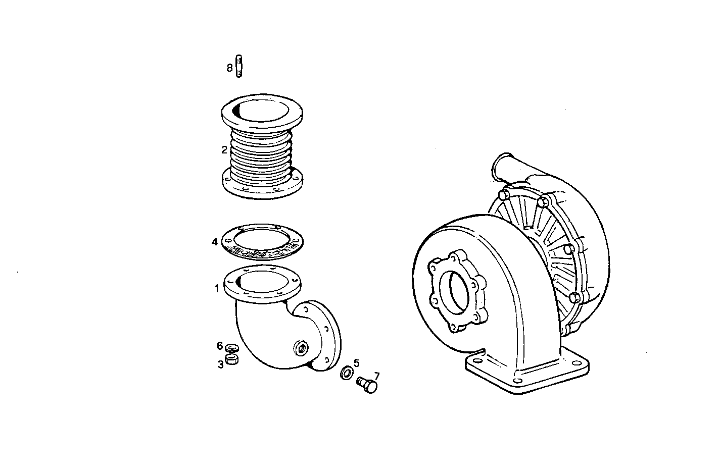 TURNING EXHAUST ELBOW WITH BELLOWS - 8061Si35.05 8061Si35 parts diagram