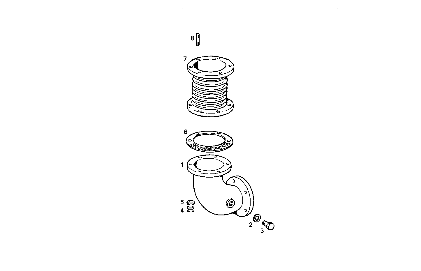 TURNING EXHAUST ELBOW WITH BELLOWS - 8065SE00.00A801 8065SE00 parts diagram