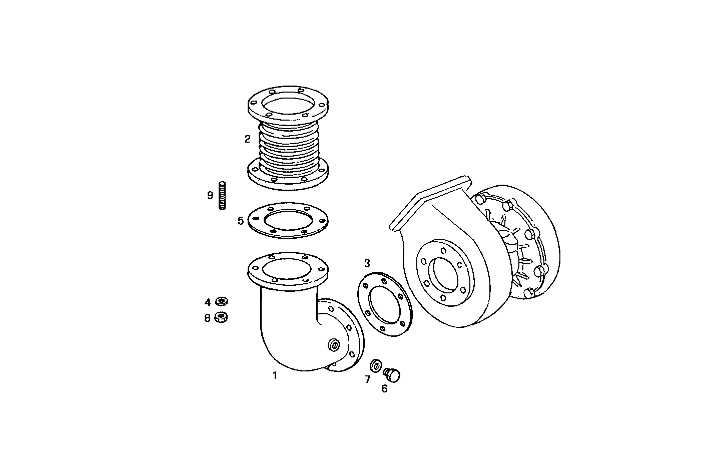 TURNING EXHAUST ELBOW WITH BELLOWS - 8210SRE21.00 8210SRE21 parts diagram