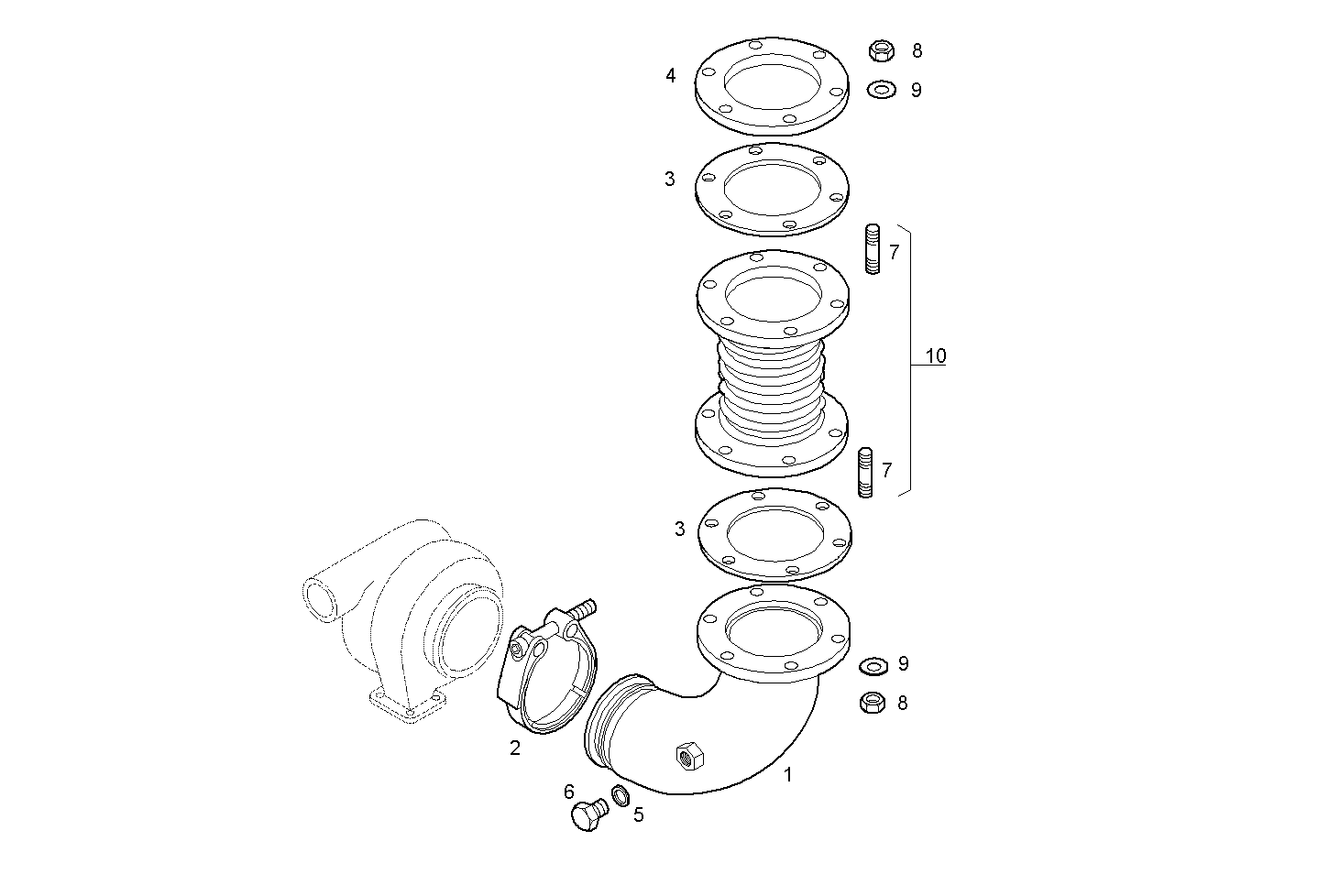 TURNING EXHAUST ELBOW WITH FLEXIBLE - GENEF200E.A71M NEF 6 electron. parts diagram