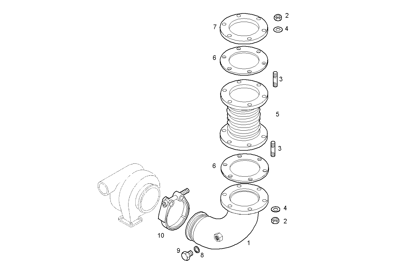 TURNING EXHAUST ELBOW WITH FLEXIBLE - C13ENTD20.00 CURSOR 13 - TIER 2 parts diagram