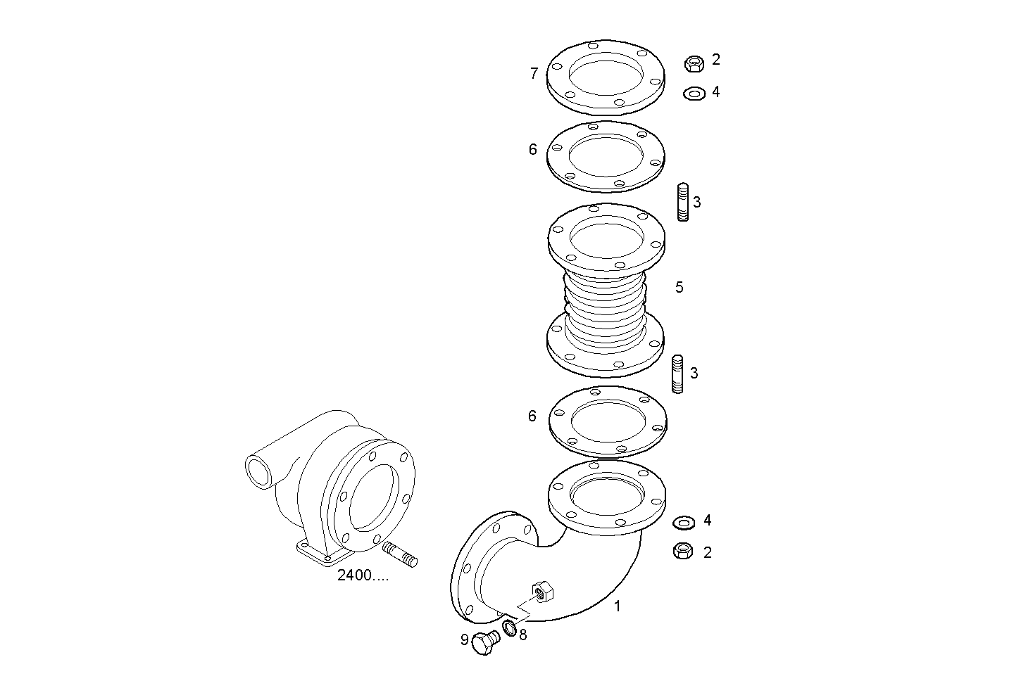 TURNING EXHAUST ELBOW WITH FLEXIBLE - GECURSOR400E.A71M CURSOR 13 parts diagram