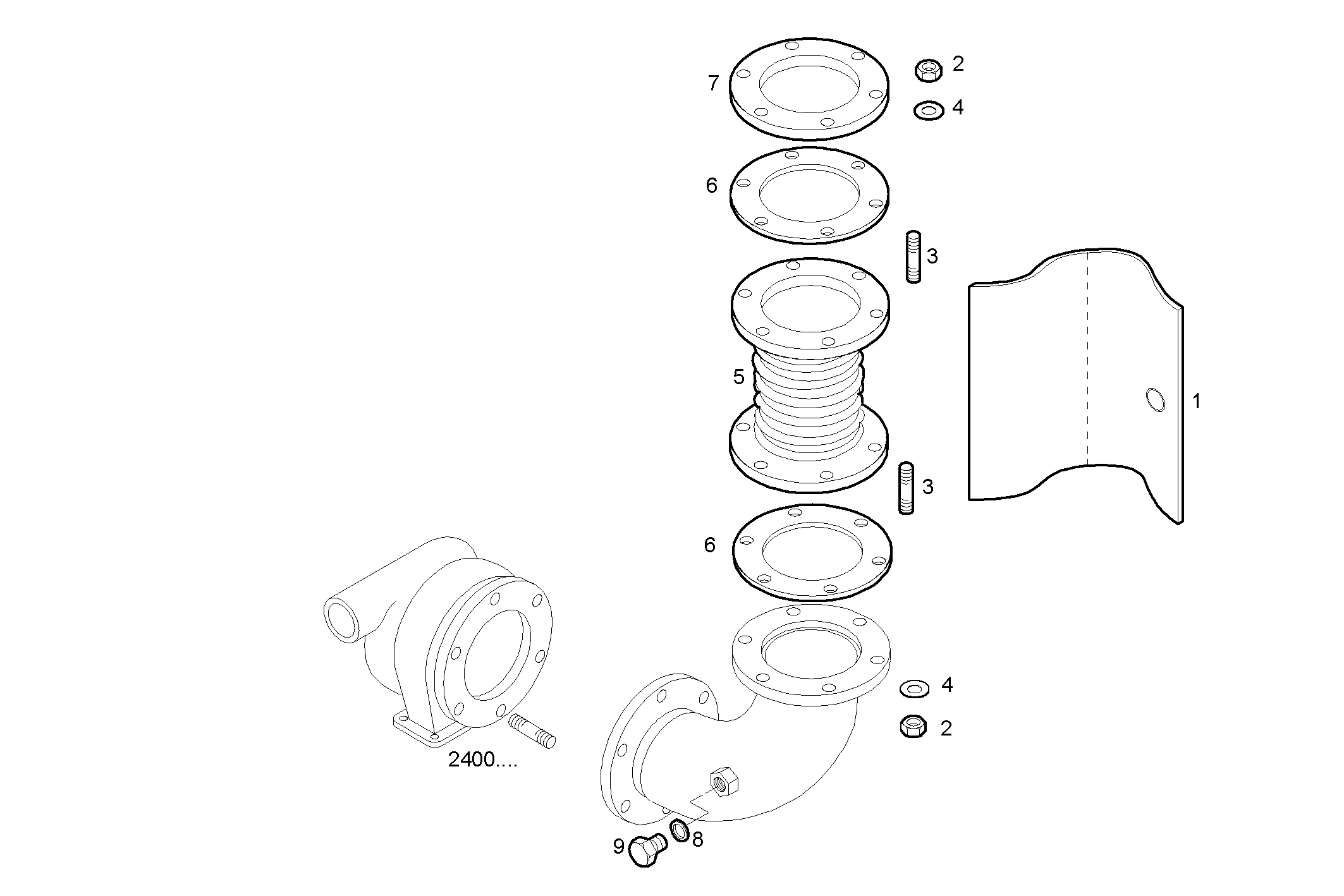 TURNING EXHAUST ELBOW WITH FLEXIBLE - C13ENTM77.10 CURSOR 13 parts diagram