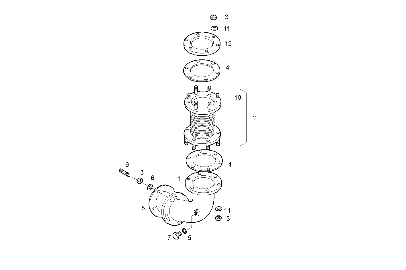UPWARD  EXHAUST ELBOW - N67MNTM28.31 NEF 6 mechanic. parts diagram