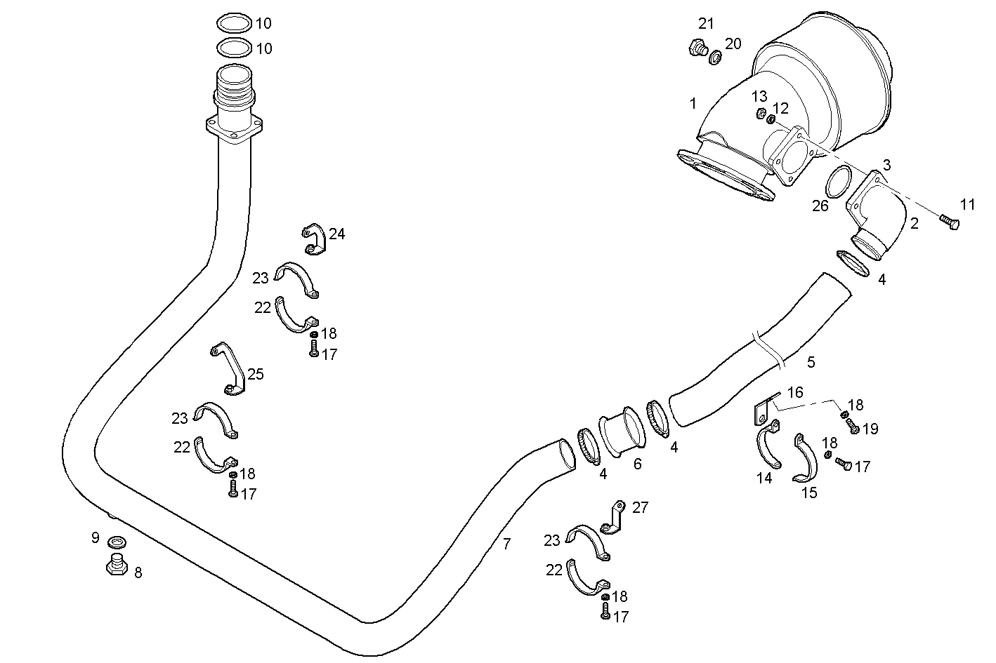 TURNING EXHAUST ELBOW - C13ENTM77.10 CURSOR 13 parts diagram