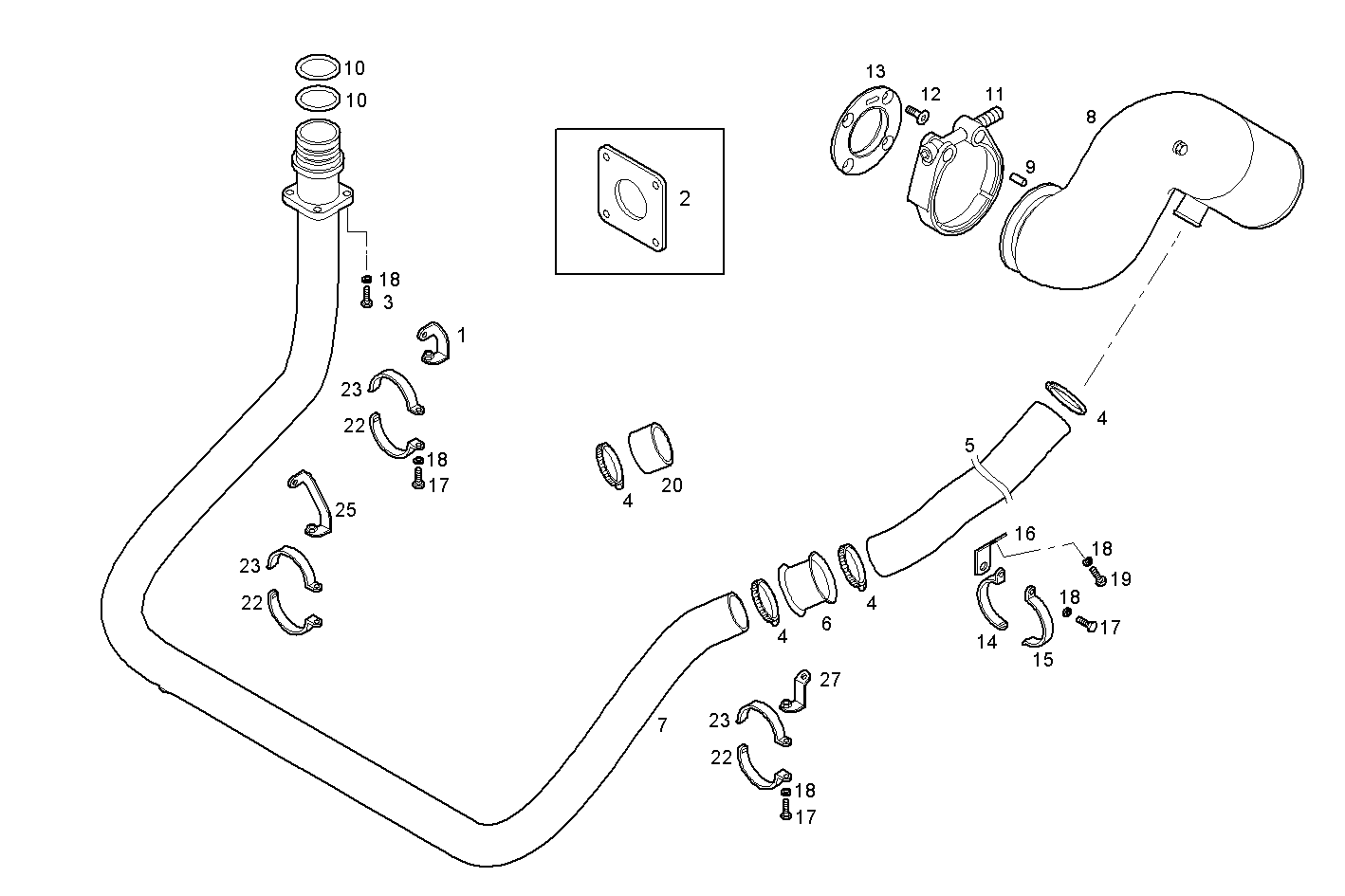 TURNING EXHAUST ELBOW - C13ENTM50.10 CURSOR 13 parts diagram