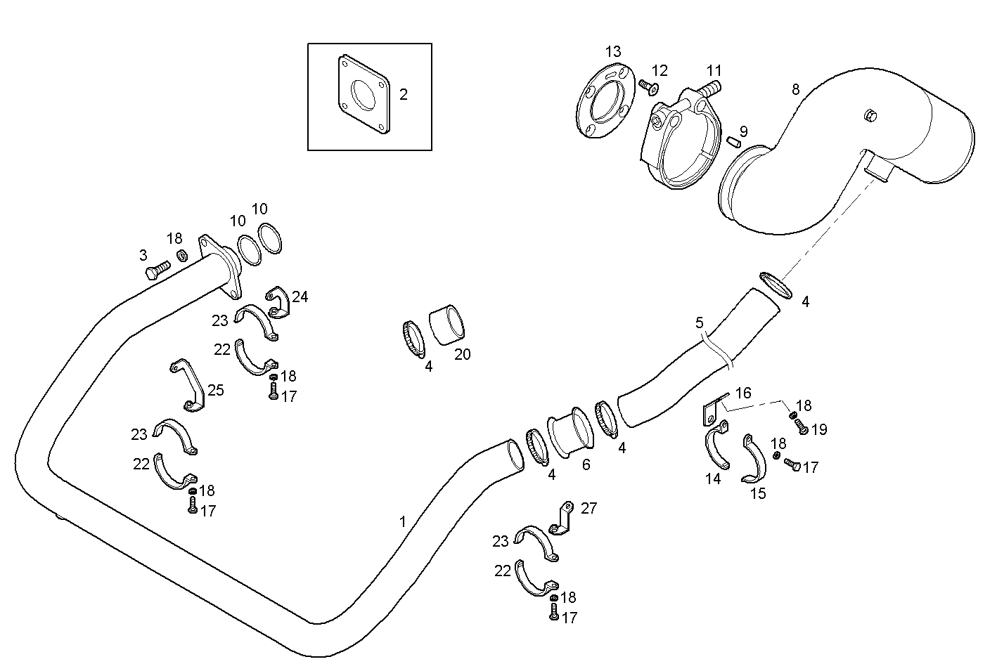 TURNING EXHAUST ELBOW - C13ENTM50.10 CURSOR 13 parts diagram