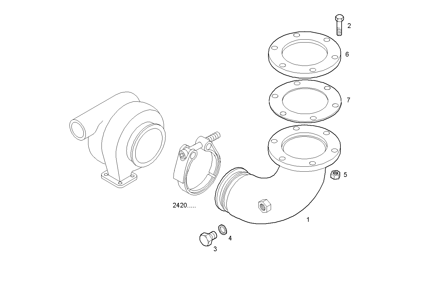 TURNING EXHAUST ELBOW - N67MSTD20.00A810 NEF 6 mechanic. - TIER 2 parts diagram