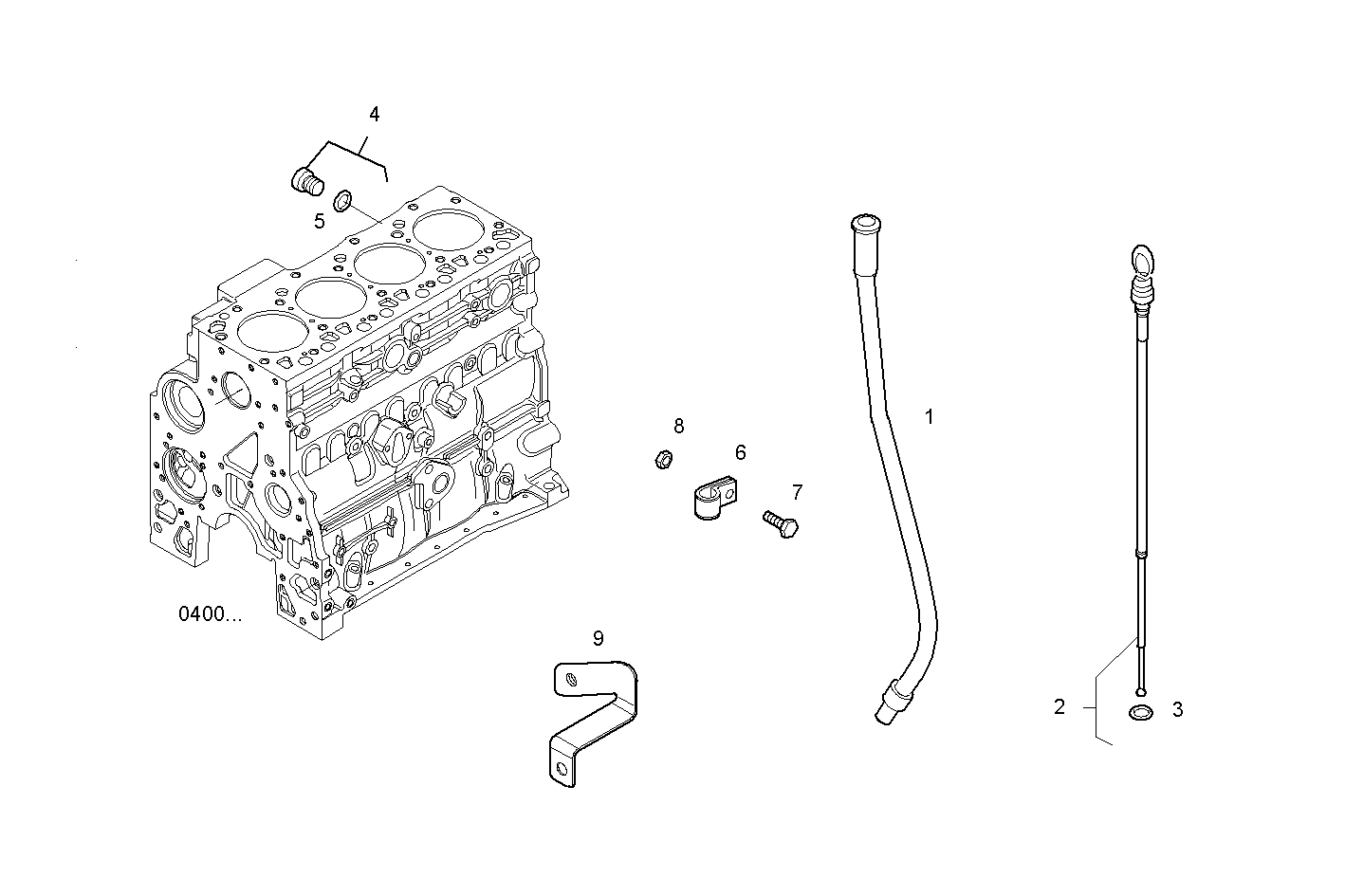 LONG OIL DIPSTICK RIGHT SIDE - N40ENTD20.00 NEF 4 electron. - TIER 2 parts diagram