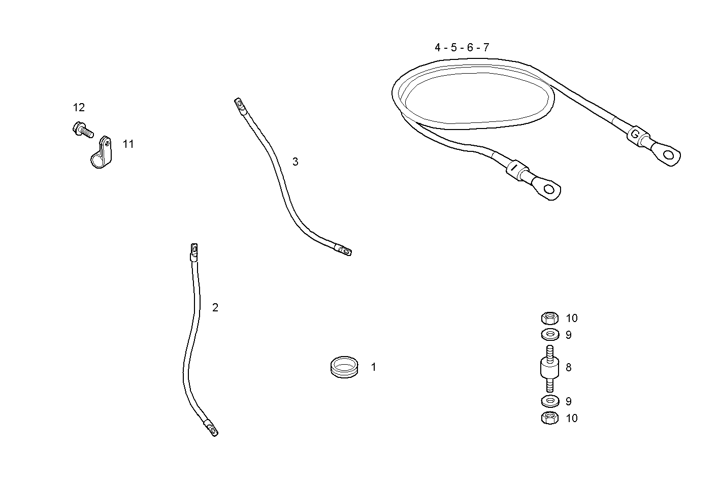POWER CABLES - GENEF60M.1R980 NEF 4 mechanic. parts diagram