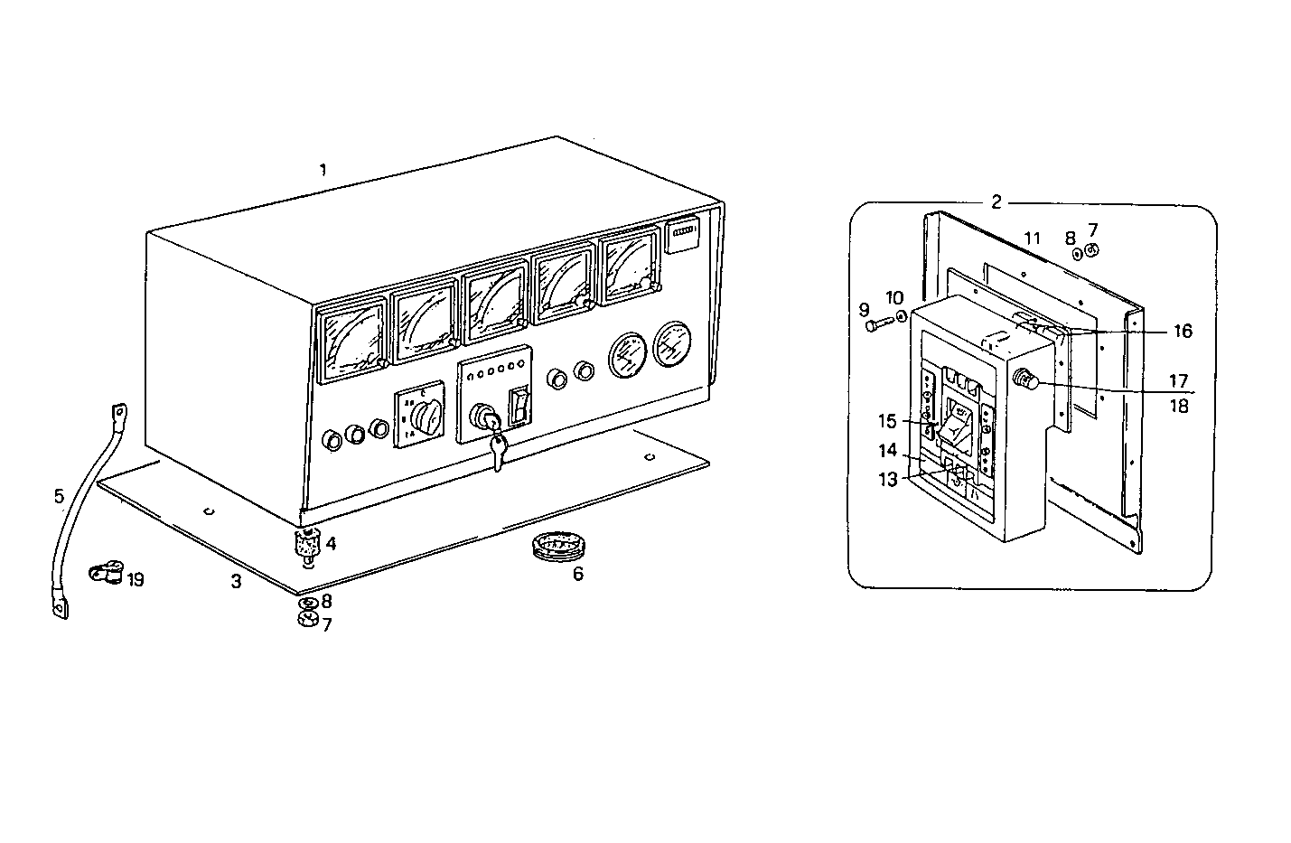 MANUAL CONTROL BOARD FOR ELECT. MACHINE - 8061Si07.05 8061SI07 parts diagram