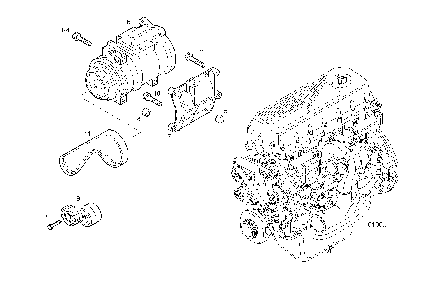 COMPRESSOR AIR CONDITIONING - C78ENTD20.00 CURSOR 8 - TIER 2 parts diagram